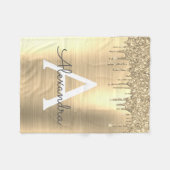 Gouden Glitter Geborsteld Metaal Monogram Naam Fleece Deken (Voorkant (Horizontaal))
