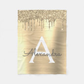 Gouden Glitter Geborsteld Metaal Monogram Naam Fleece Deken (Voorkant)