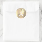 Gouden Glitter Geborsteld Metaal Monogram Naam Ronde Sticker (Tas)