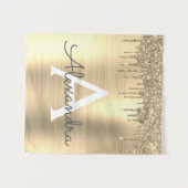 Gouden Glitter Geborsteld Metaal Monogram Naam Wandkleed (Voorkant (horizontaal))