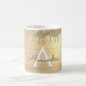 Gouden Glitter Geborsteld Metalen Monogram Naam Koffiemok (Center)