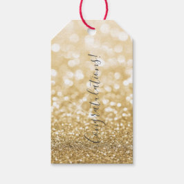 Gouden Glitter Gefeliciteerd Cadeaulabel