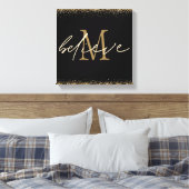 Gouden Glitter Geloof Script Monogram Eerste Lette Canvas Afdruk (Insitu (Slaapkamer))