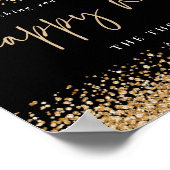 Gouden Glitter Gelukkig Nieuwjaar Naam Zwart Print (Hoek)