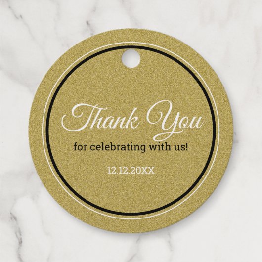 Gouden glitter gelukkig ooit na bruiloft dank u bedankjes labels (Achterkant)