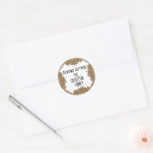 Gouden Glitter Gelukkig Poerim Hebreeuwse Aangepas Ronde Sticker (Envelop)