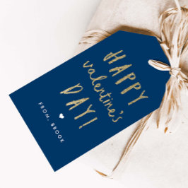 Gouden Glitter Gelukkig Valentijnsdag Cadeaulabel