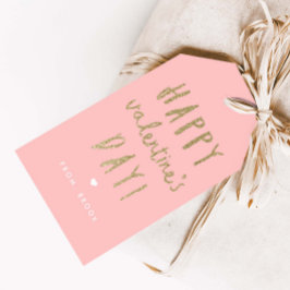 Gouden Glitter Gelukkige Valentijnsdag Cadeaulabel