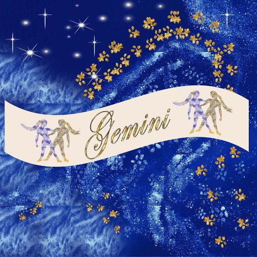Gouden Glitter Gemini Zodiac Verjaardagscadeau Satijnen Lint