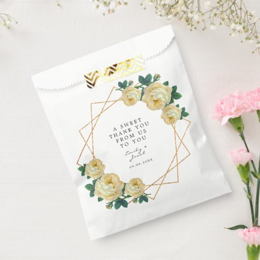 Gouden Glitter Geo Elegante Gele Bloemen Bruiloft Bedankzakje (Gezegeld)