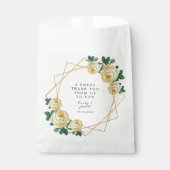 Gouden Glitter Geo Elegante Gele Bloemen Bruiloft Bedankzakje (Voorkant)