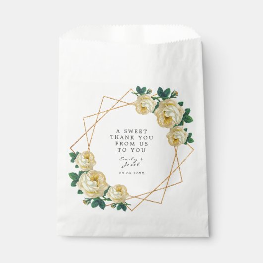 Gouden Glitter Geo Elegante Gele Bloemen Bruiloft Bedankzakje (Voorkant)