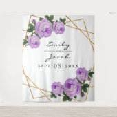 Gouden Glitter Geo Paarse Bloem Foto Achtergrond B Wandkleed (Voorkant)