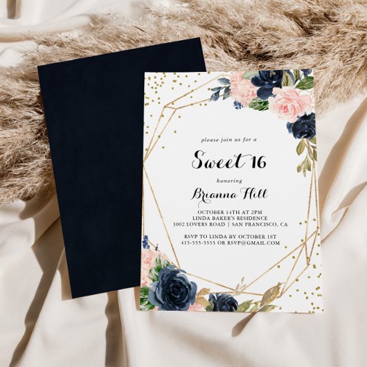 Gouden Glitter Geometrisch Lief 16 Verjaardagsfees Kaart