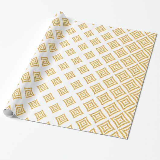 Gouden Glitter geometrisch ontwerp Cadeaupapier (Uitgerold)