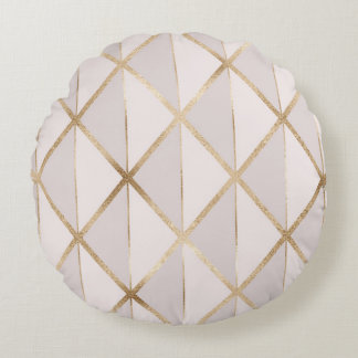 Gouden glitter, geometrisch ruitpatroon. rond kussen