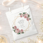 Gouden Glitter Geometrische Elegante Roze Bloemen  Bedankzakje (Geknipt)