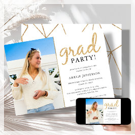 Gouden Glitter Geometrische Foto Afstuderen Invita Kaart