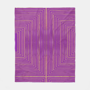 Gouden Glitter Geometrische Kunst Lijn Patroon Fleece Deken
