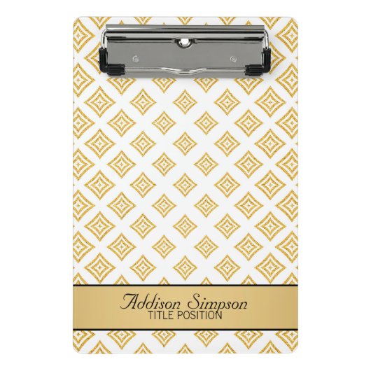 Gouden Glitter Geometrische Vormen Naadloos Patroo Mini Klembord (Voorkant)