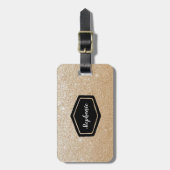 Gouden glitter gepersonaliseerd bagagelabel (Voorkant verticaal)