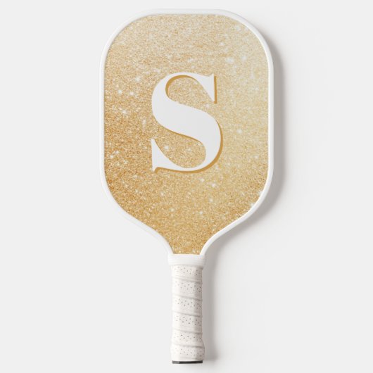 Gouden Glitter Gepersonaliseerd Monogram Pickleball Paddle (Voorkant)