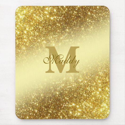 Gouden glitter gepersonaliseerd muismat (Voorkant)