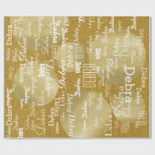 Gouden Glitter gepersonaliseerd naampatroon Cadeaupapier (Vlak)