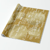Gouden Glitter gepersonaliseerd naampatroon Cadeaupapier (Uitgerold)