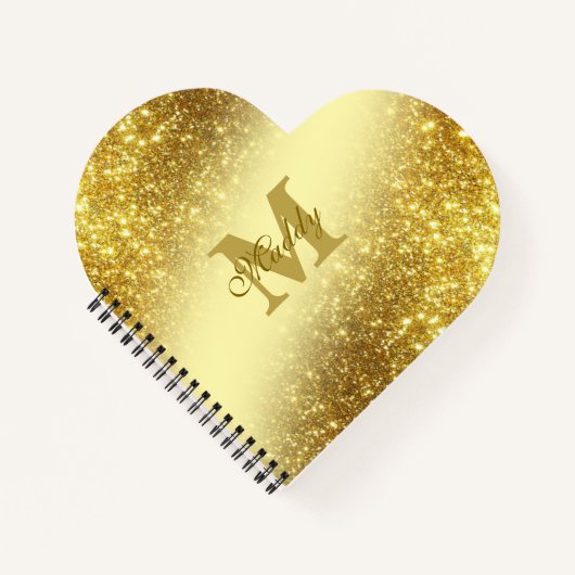 Gouden glitter gepersonaliseerd notitieboek (Voorkant)