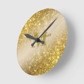 Gouden glitter gepersonaliseerd ronde klok (Hoek)
