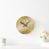 Gouden glitter gepersonaliseerd ronde klok (Huis)