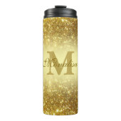 Gouden glitter gepersonaliseerd thermosbeker (Voorkant)