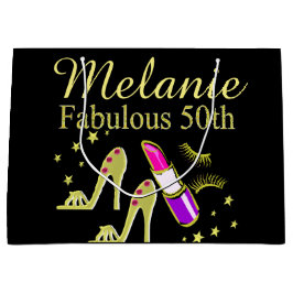 GOUDEN GLITTER GEPERSONALISEERDE 50E VERJAARDAG CA LARGE CADEAUTASJE