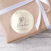 Gouden Glitter Gepersonaliseerde 50ste Verjaardag Ronde Sticker