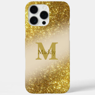 Gouden glitter gepersonaliseerde iPhone / iPad cas 16 Pro Max Hoesje