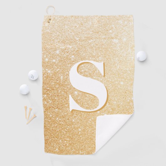 Gouden Glitter Gepersonaliseerde Monogram Golf Han Golfhanddoek (Insitu)