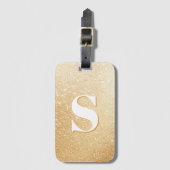 Gouden Glitter Gepersonaliseerde Monogrammed Bagag Bagagelabel (Voorkant (verticaal))