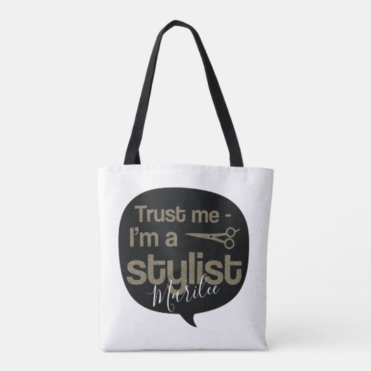 Gouden Glitter Gepersonaliseerde Stylist Canvas ta Tote Bag (Achterkant)