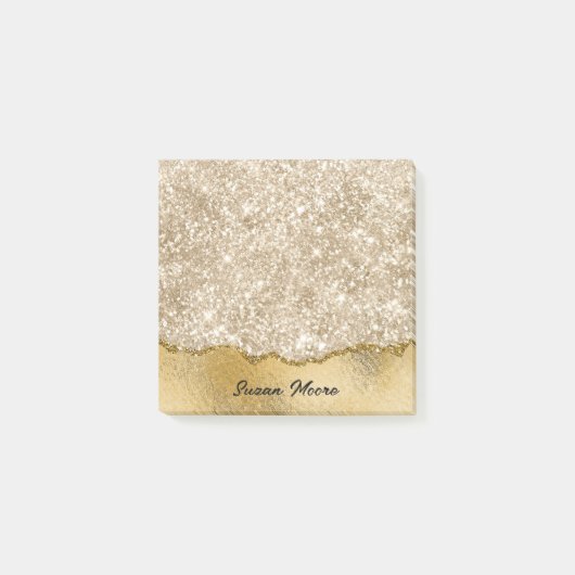 Gouden Glitter Geript Folie Papier Gepersonaliseer Post-it® Notes (Voorkant)