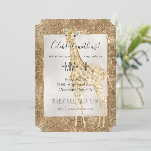 Gouden Glitter Giraffe Dierenprint Kaart (Staand voorkant)