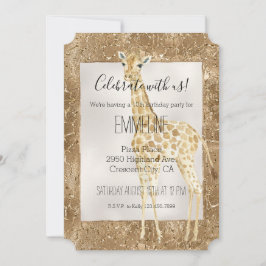 Gouden Glitter Giraffe Dierenprint Kaart