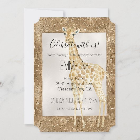 Gouden Glitter Giraffe Dierenprint Kaart (Voorkant)