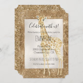 Gouden Glitter Giraffe Dierenprint Kaart (Voorkant / Achterkant)
