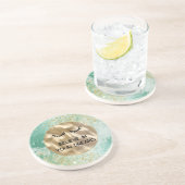 Gouden Glitter Girly Glam Mint Paint Zandsteen Onderzetter (Zijkant)