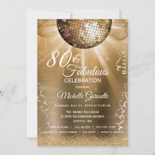 Gouden Glitter Glam 80 en Fabulous Disco Ball Kaart