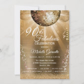 Gouden Glitter Glam 90 en Fabulous Disco Ball Kaart (Voorkant)