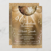 Gouden Glitter Glam 90 en Fabulous Disco Ball Kaart (Voorkant / Achterkant)