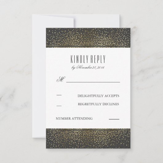Gouden Glitter  Glam Bruiloft RSVP Kaarten Kaartje (Voorkant)