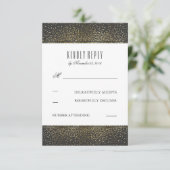 Gouden Glitter  Glam Bruiloft RSVP Kaarten Kaartje (Staand voorkant)